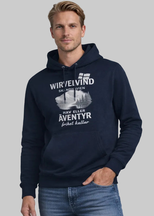 Ekologisk Hoodie Äventyr Herr | Wirvelvind Skandinavien mörkblå