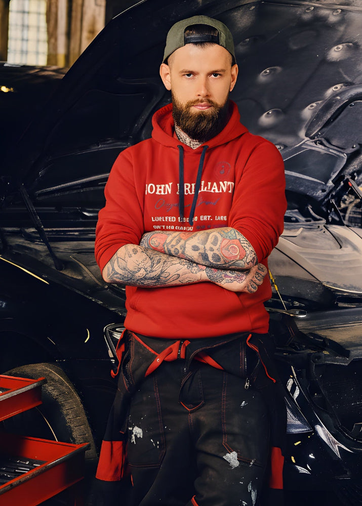 Huvtröjan med nautiskt tryck, Röd