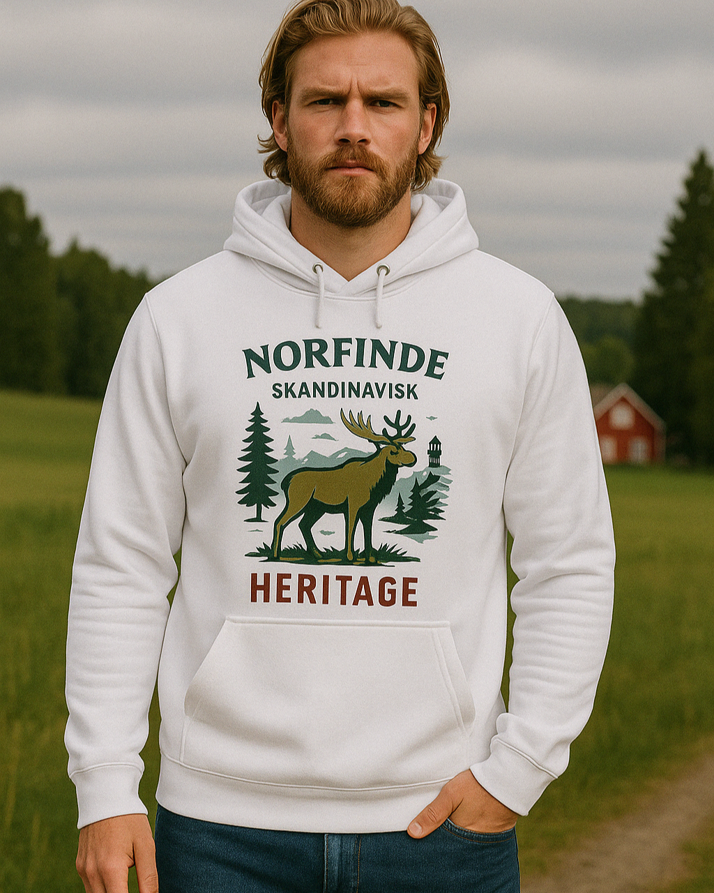 Skandinavisk Hoodie – Arv & Äventyr, Vit