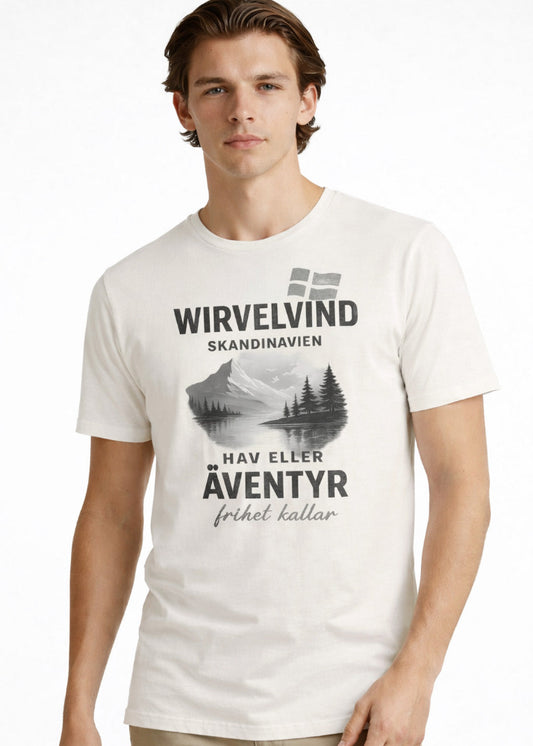Whirlwind Adventure T-shirt vit för män | Skandinavisk frihet