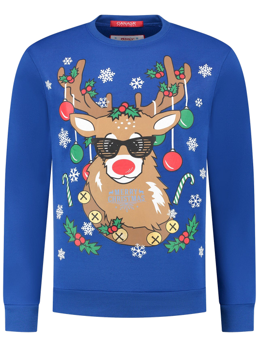 Wirvelvind Festlig renblå jultröja