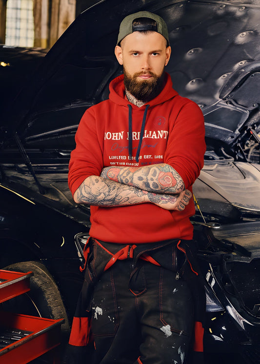 Wirvelvind Huvtröjan med nautiskt tryck, Röd