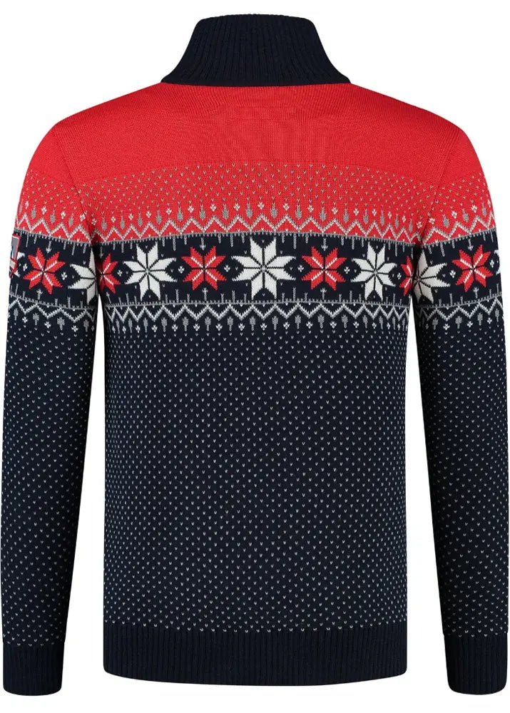 Wirvelvind Nordic Herrtröja Merino, röd & blå