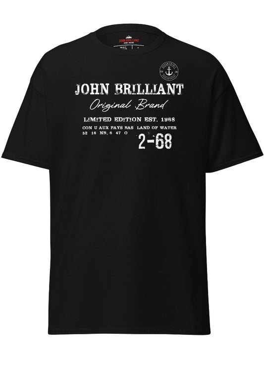 Svart herr T-shirt med John Brilliant Original Brand-tryck framifrån