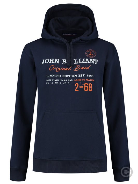 Hoodie Sweatshirt With Nautical Print, Navy