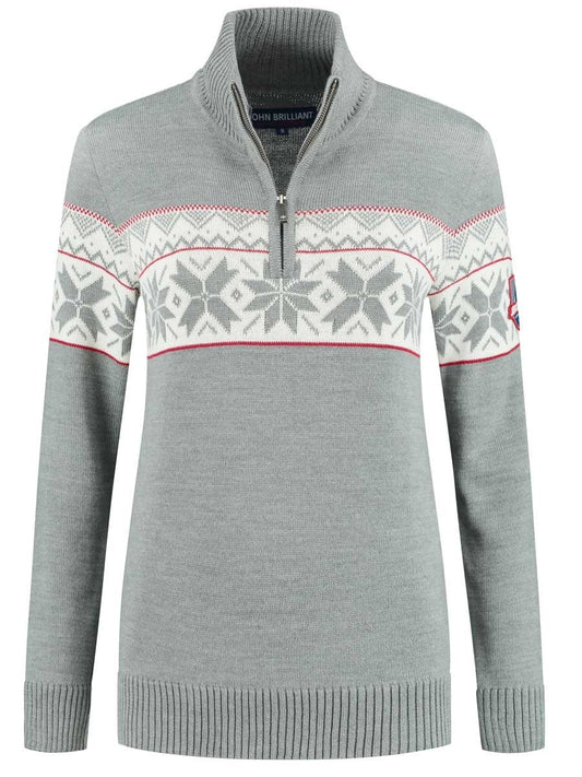 John Brilliant Norwegian Womens Pullover Ullgenser, Grey