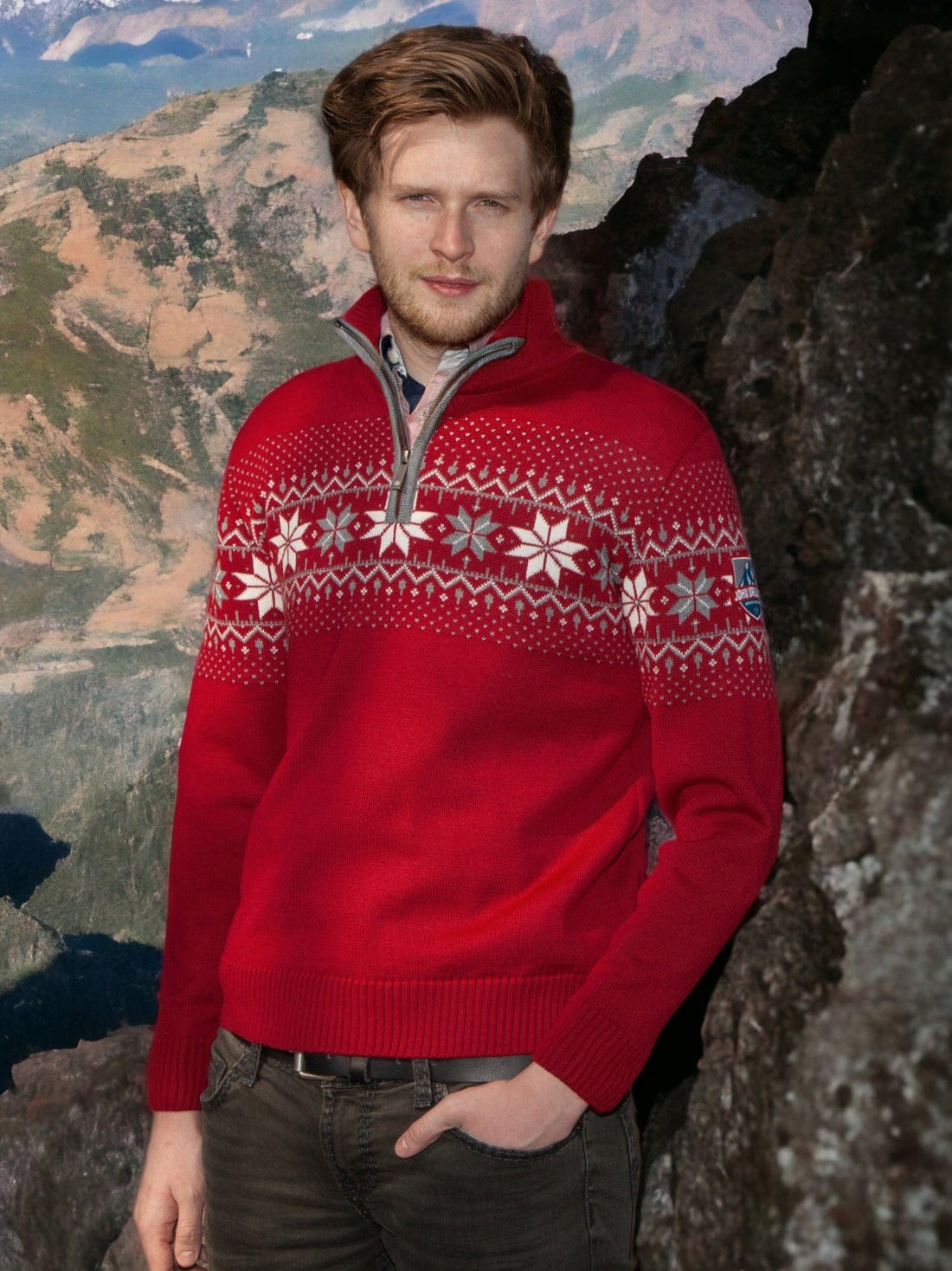 Buy online Premium Quality Norwegian Mens Pullover Merino, Red - John Brilliant