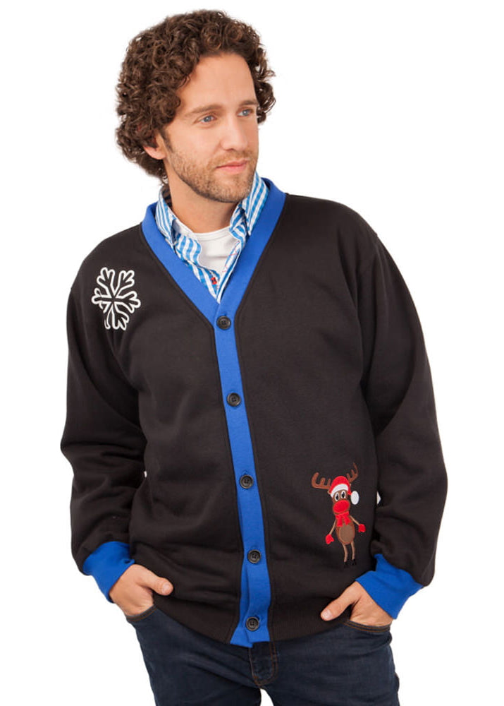 Svart julväst med renar