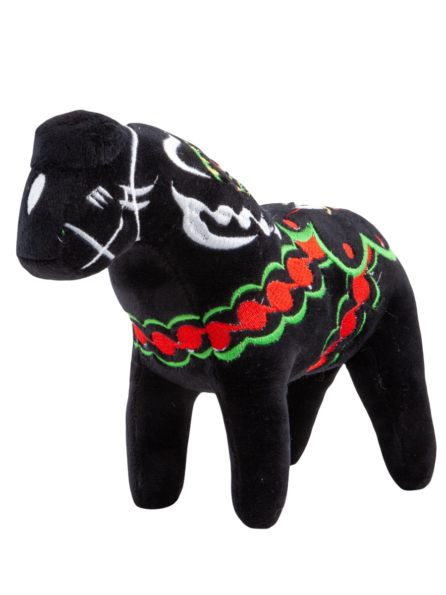 Mjuk Dalahäst Svart 20 cm | Svensk Kurbits Plyschfigur