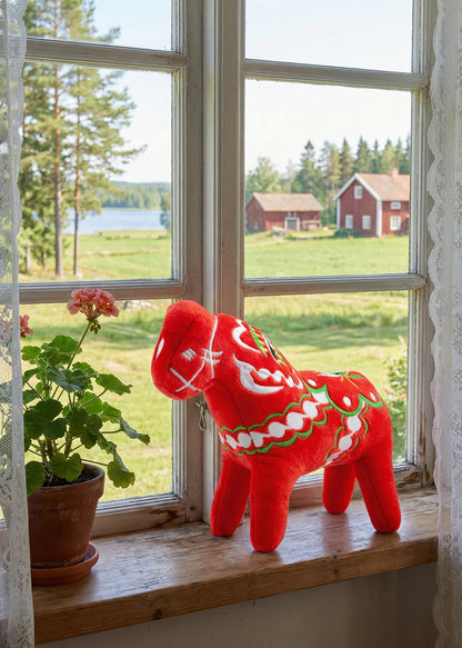 Mjuk Dalahäst Röd 20 cm | Svensk Kurbits Plyschfigur