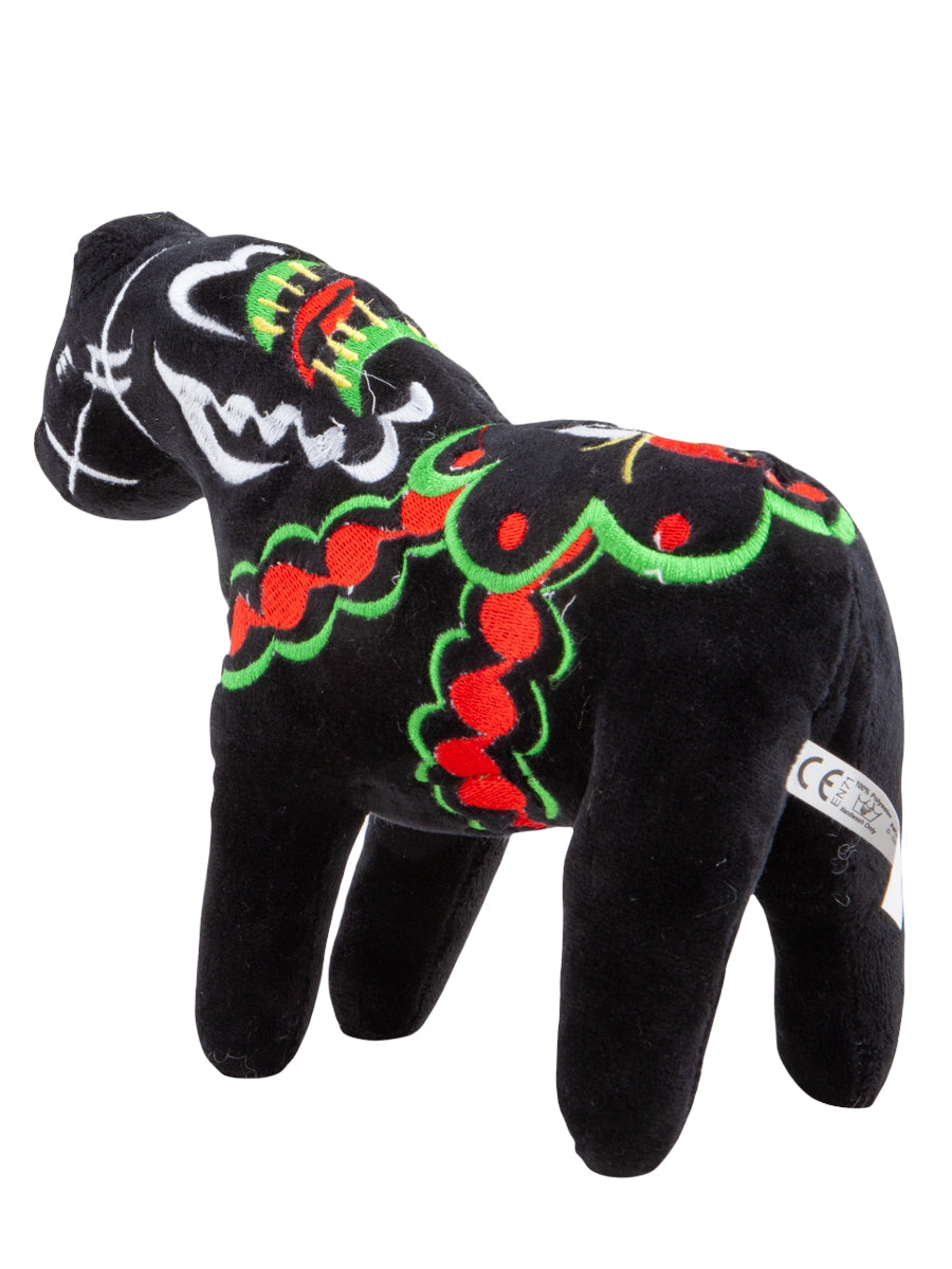 Mjuk Dalahäst Svart 20 cm | Svensk Kurbits Plyschfigur