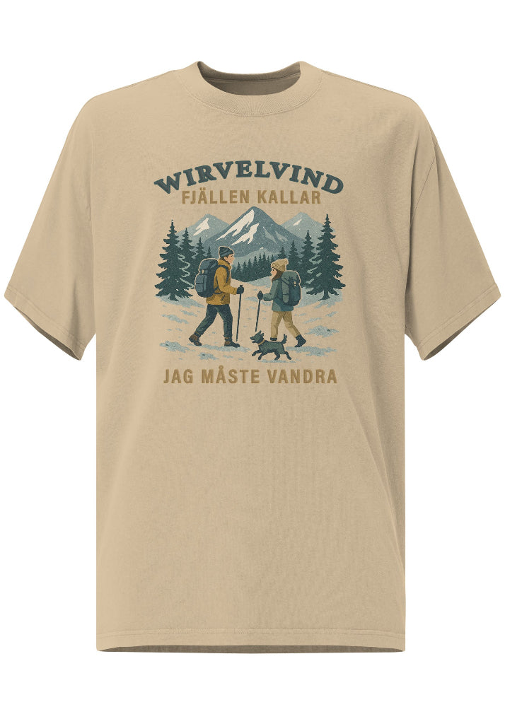 Faded T-shirt i khaki med Wirvelvind fjäll- och vandringstryck