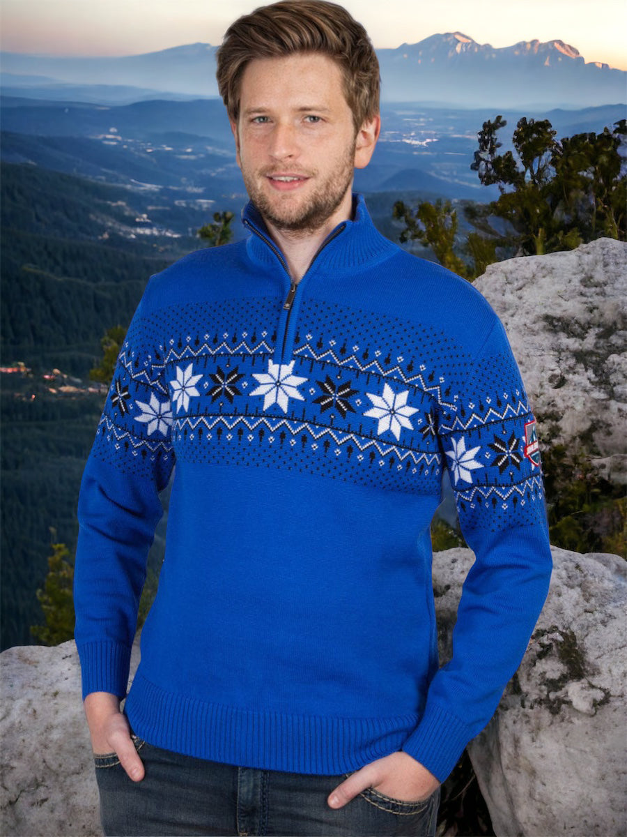 Norwegischer Herren Pullover Merino, Cobalt