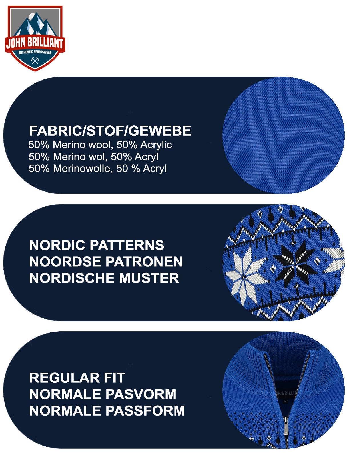 Norwegian Mens Pullover Merino, Blue