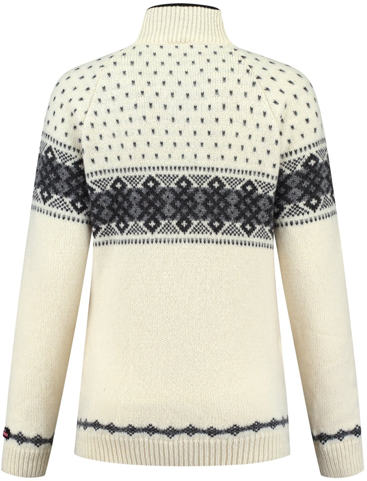 Womens Jumper with zip of 100% pure norwegian wool, off-white