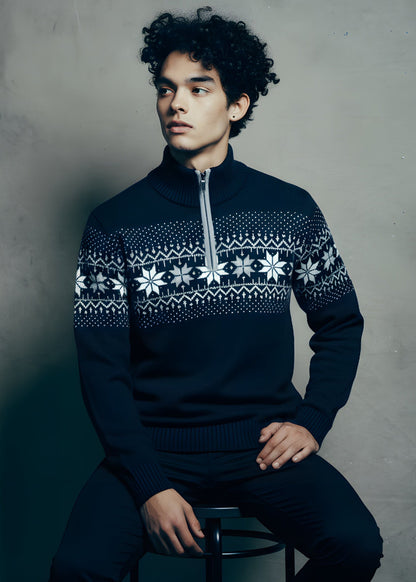 Nordic Herrtröja Merino, Mörkblå tillbaka