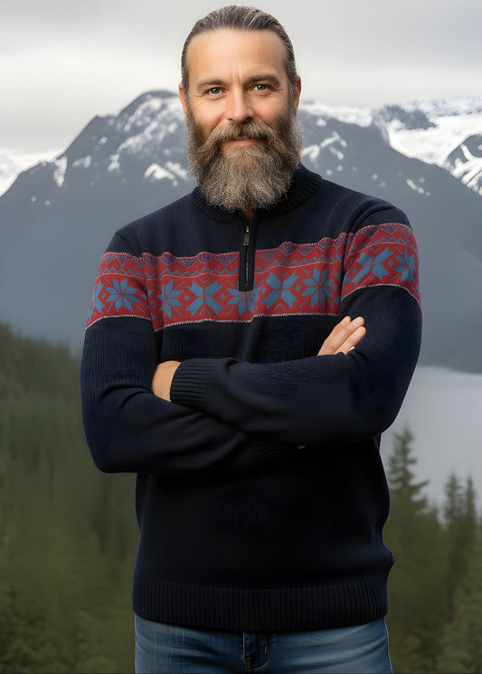 Nordic Herrtröja Ullgenser, Mörkblå tillbaka