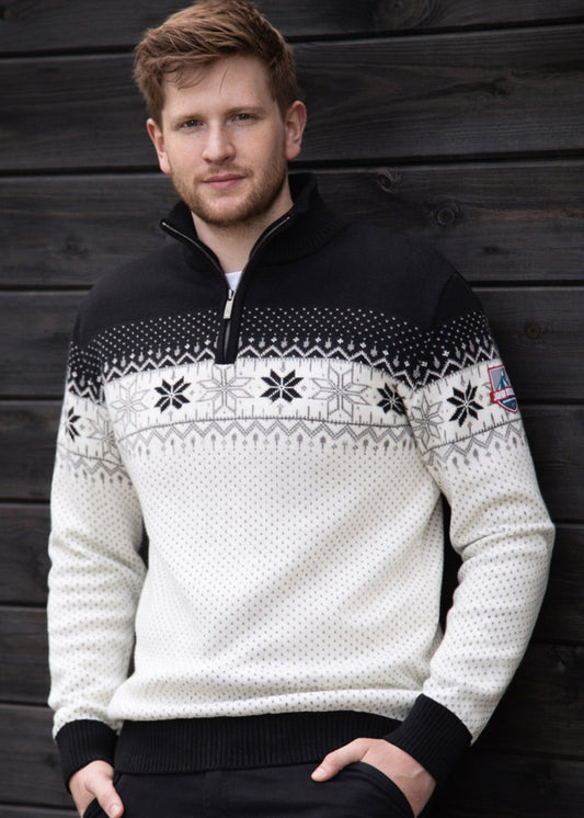 Wirvelvind Nordic Herrtröja Merino, svart & vit