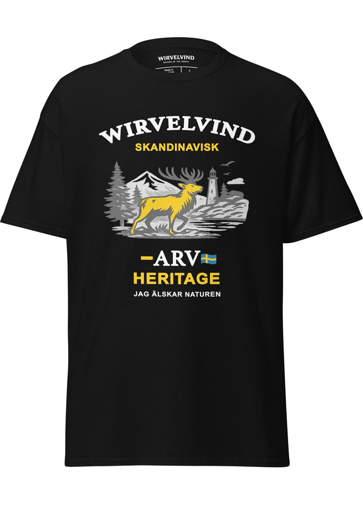 Svart t-shirt med Wirvelvind Nature Heritage-tryck
