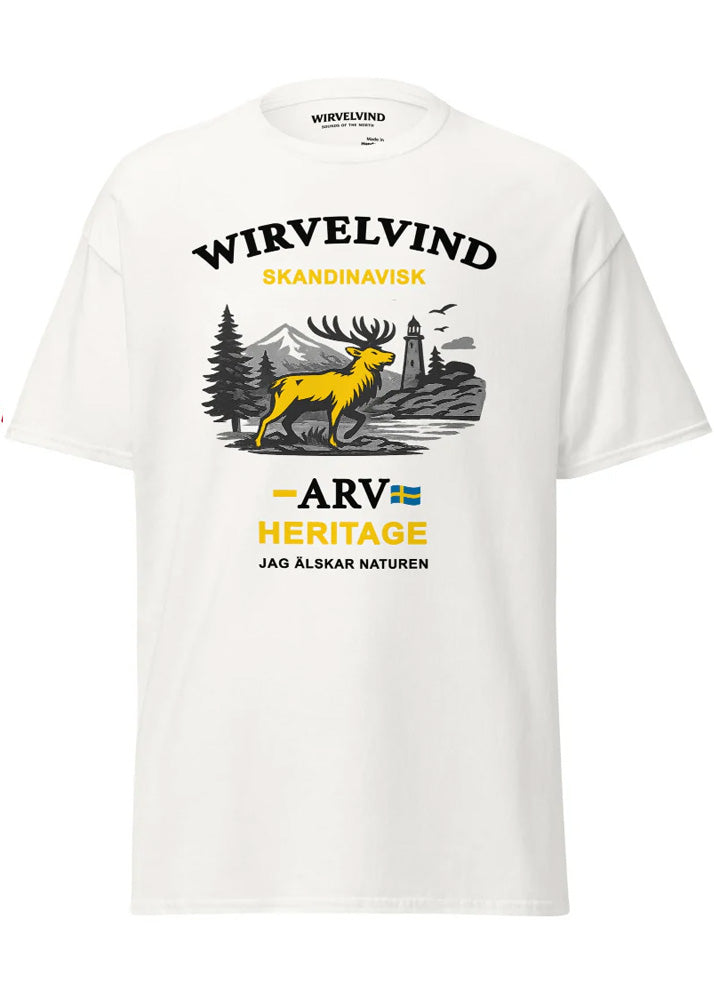 Vit t-shirt med Wirvelvind Nature Heritage-tryck