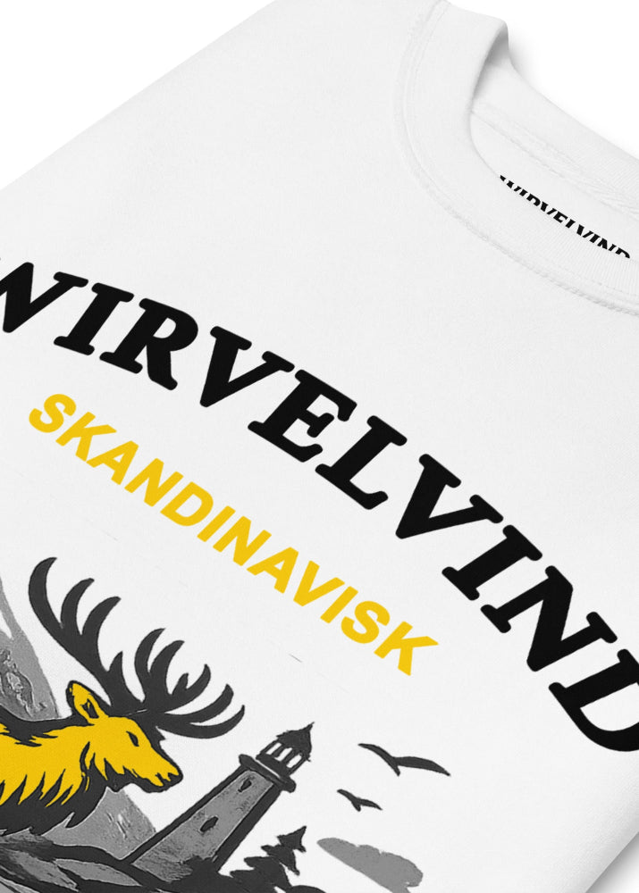 Skandinavisk arv – Sweatshirt vit med nordiskt tryck | Wirvelvind