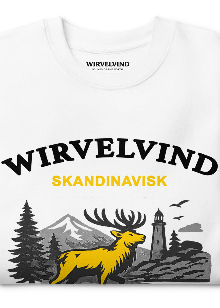 Skandinavisk arv – Sweatshirt vit med nordiskt tryck | Wirvelvind