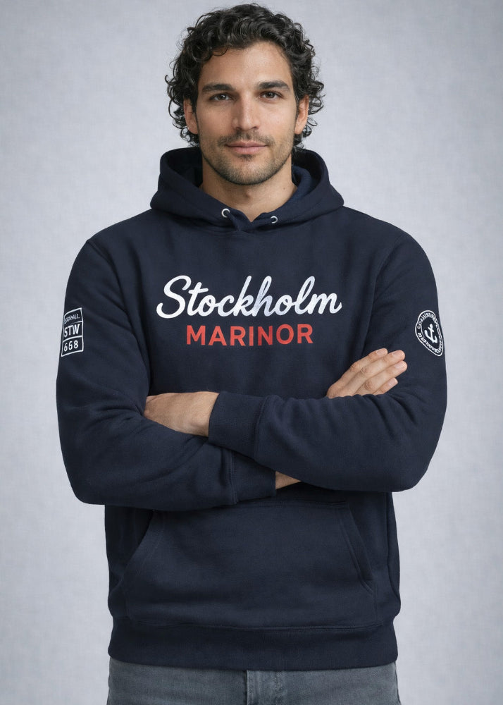 Stockholm Marinor Hoodie – Mörkblå Premium Hoodie | Cottonhill