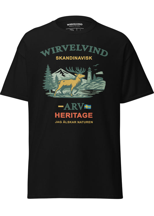 Svart t-shirt med Wirvelvind Nature Heritage-tryck