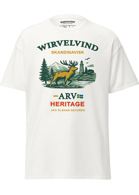 Vit t-shirt med Wirvelvind Nature Heritage-tryck