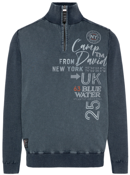 Wirvelvind Blå Marinblå Stentvättad Troyer i Blandat Material - Avslappnad Cool Stil