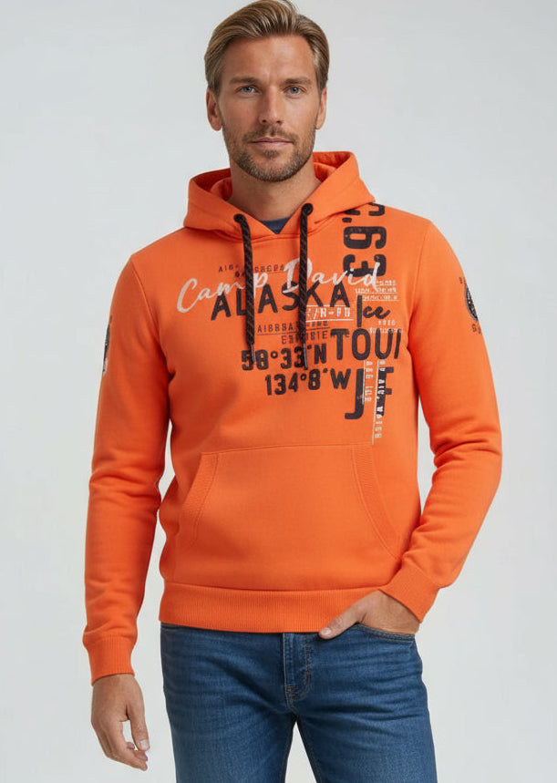 Wirvelvind Huvtröja med logotypmönster i orange