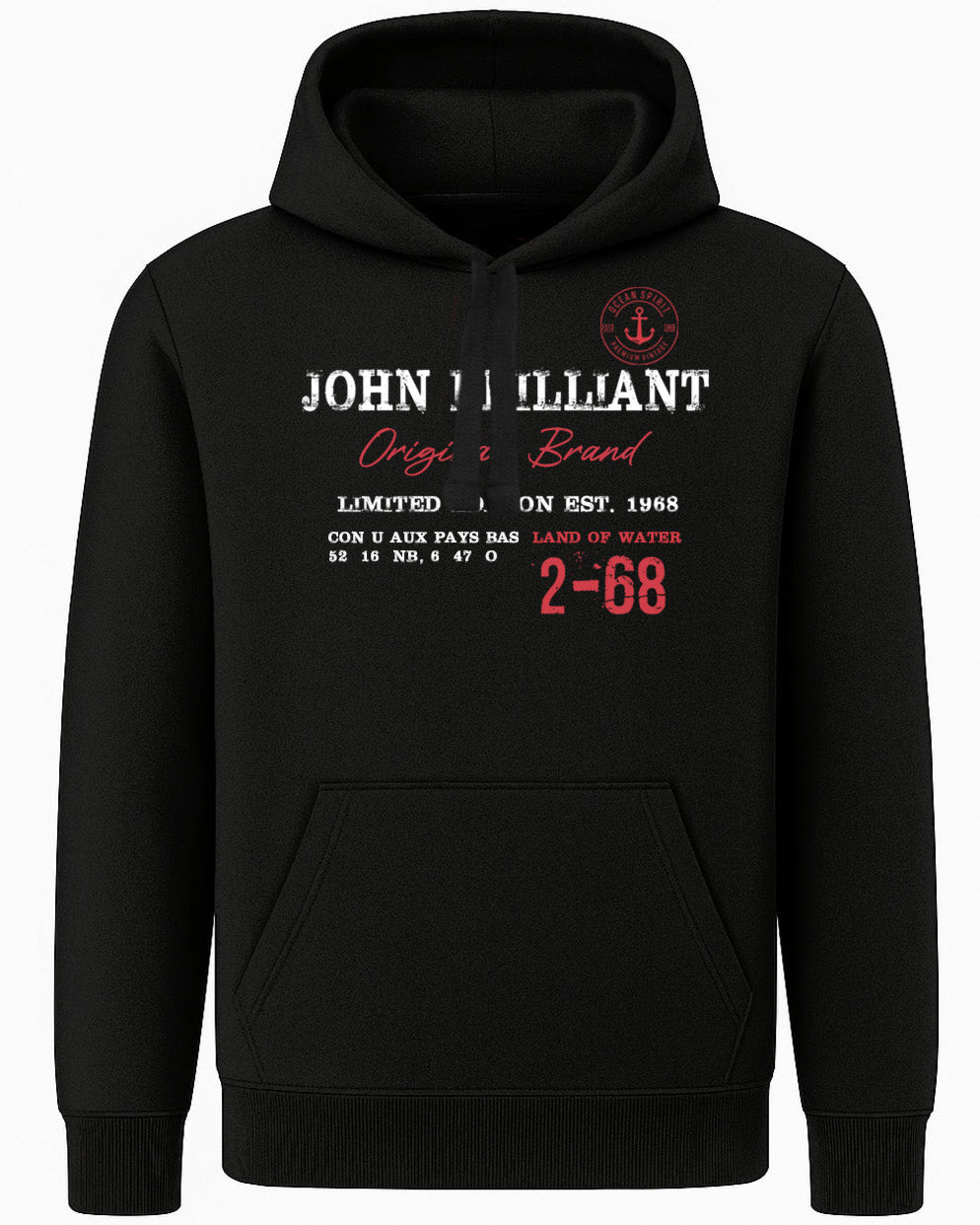 Wirvelvind Huvtröjan med nautiskt tryck, Svart