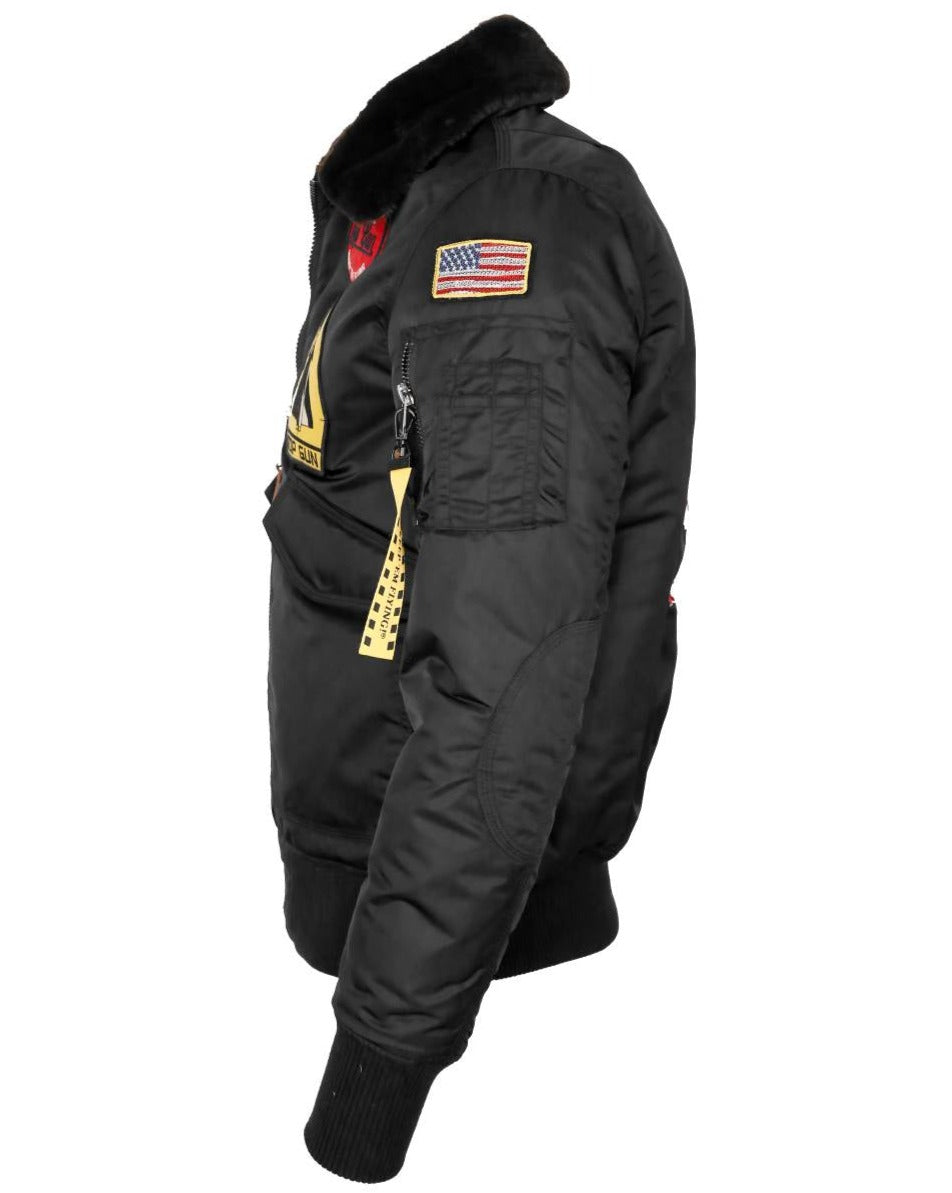 Wirvelvind Isolerad svart bomberjacka i nylon - Stick ut med stil