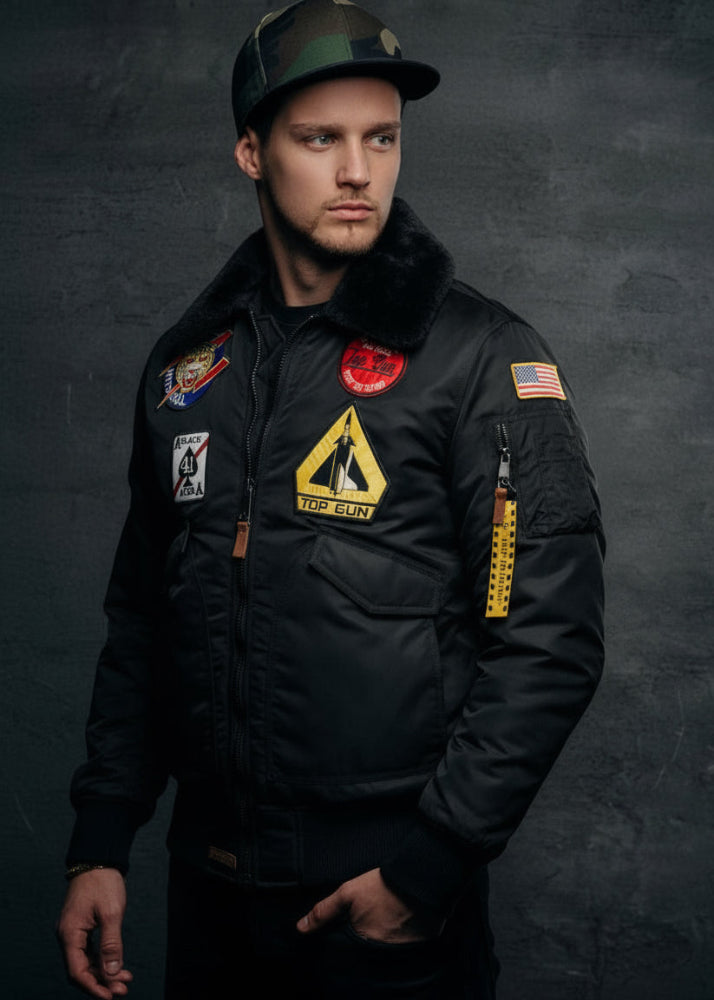 Wirvelvind Isolerad svart bomberjacka i nylon - Stick ut med stil