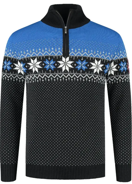 Wirvelvind Nordic Herrtröja Merino, blå & svart