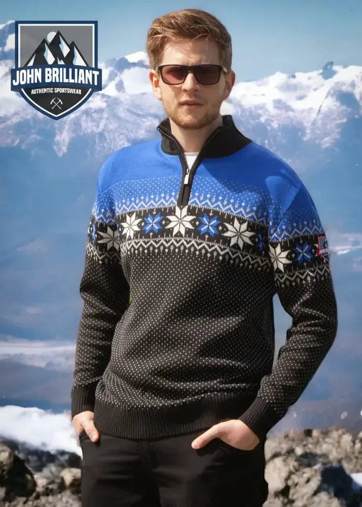 Wirvelvind Nordic Herrtröja Merino, blå & svart