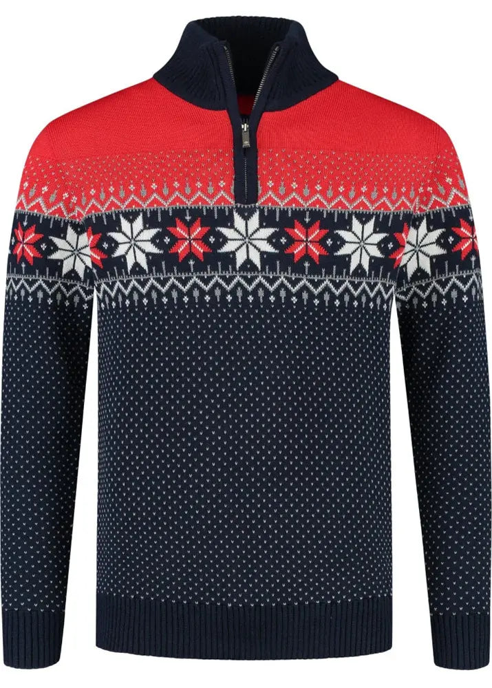 Wirvelvind Nordic Herrtröja Merino, röd & blå