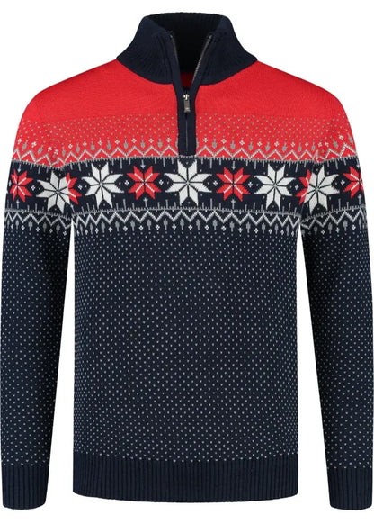 Wirvelvind Nordic Herrtröja Merino, röd & blå