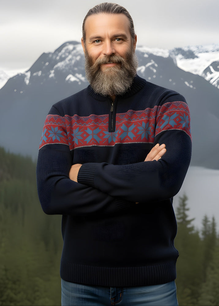 Wirvelvind Nordic Herrtröja Ullgenser, Mörkblå