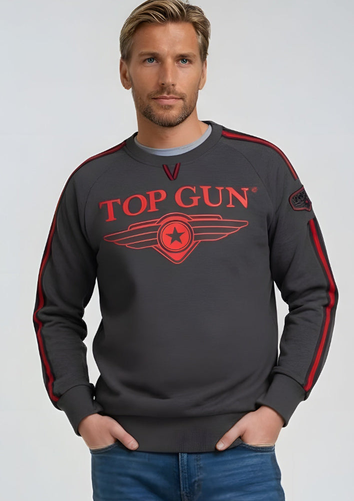 Wirvelvind Rundringad tröja "Streak Logo" med lappar, grå