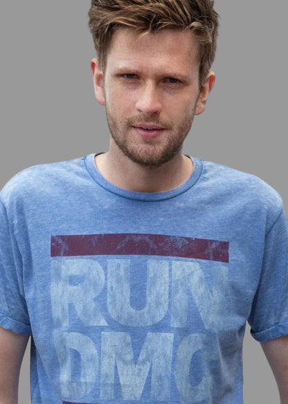 Wirvelvind T-shirt Run DMC "Burned out Logo" Blå