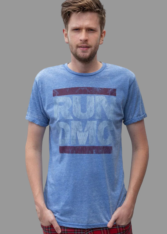 Wirvelvind T-shirt Run DMC "Burned out Logo" Blå