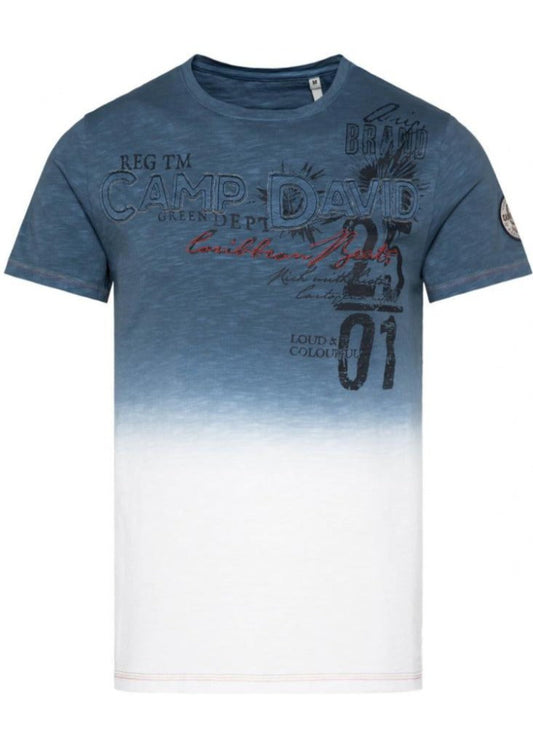 Wirvelvind T-shirt med tonade mönster och logotypapplikationer, blå