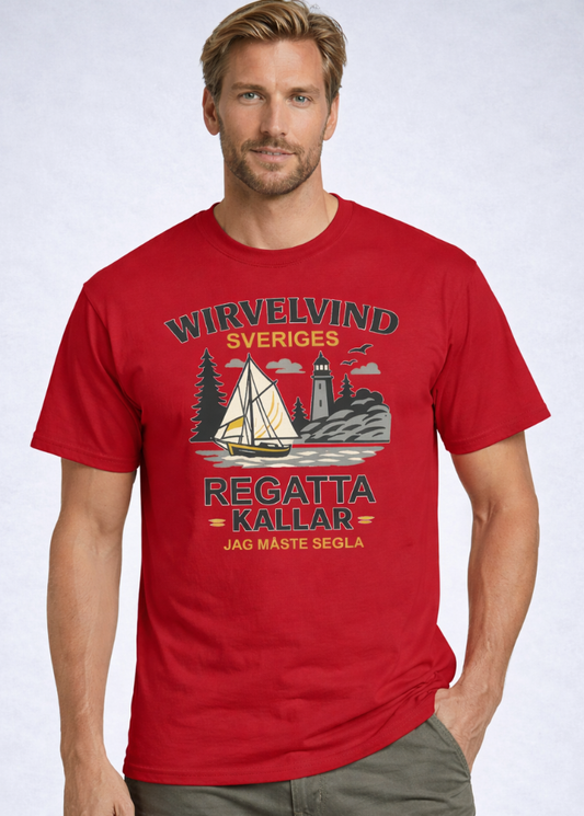 Wirvelvind röd t-shirt | Båtkusten kallar – Jag måste