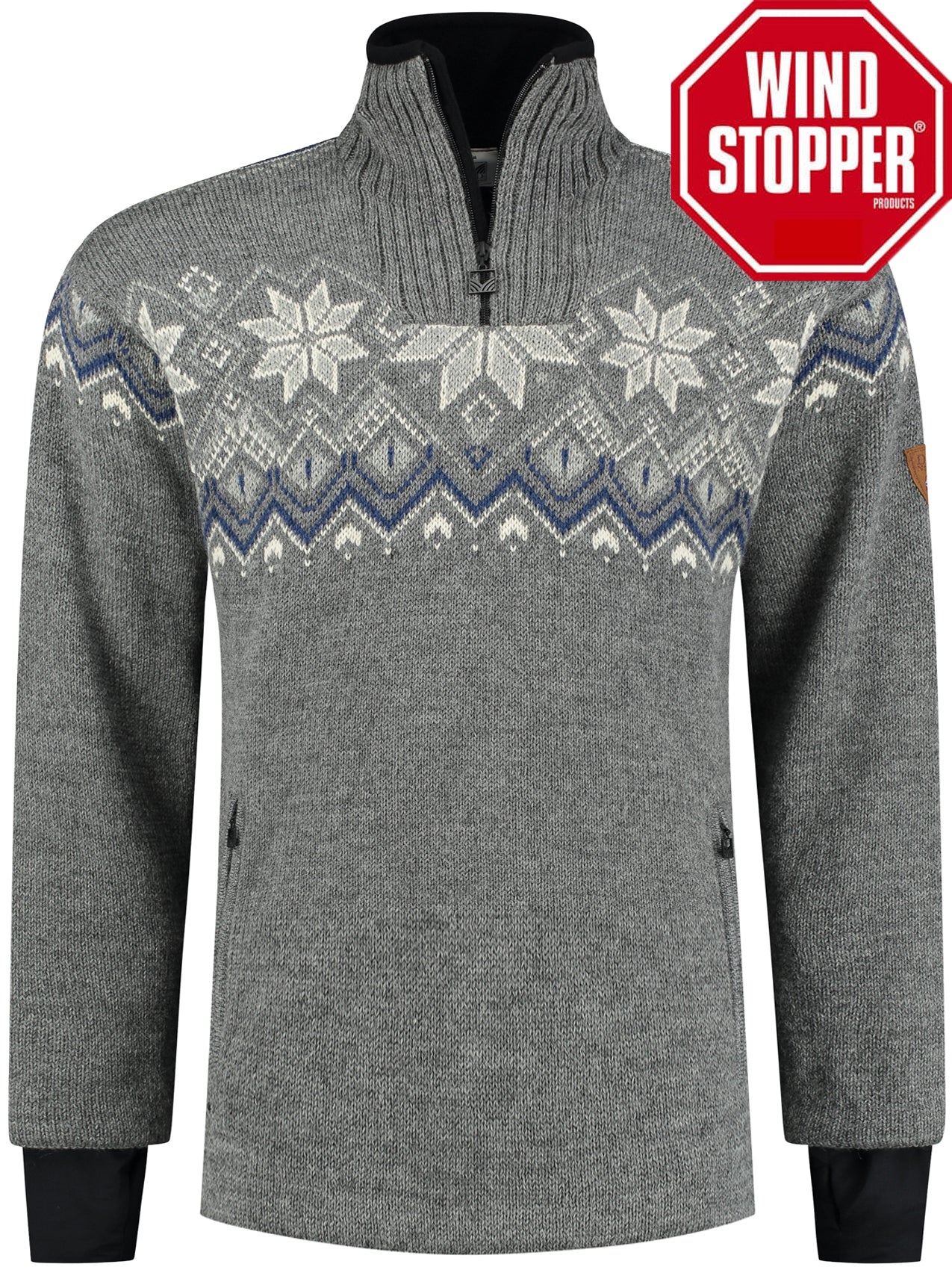 Fongen Wetterfester Herrenpullover, Grau