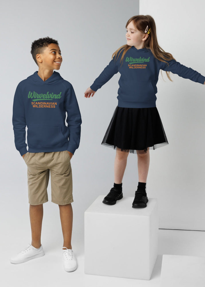 Ekologisk hoodie för barn i mörkblå färg