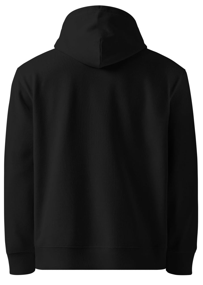 Svart ekologisk hoodie med Wirvelvind Skandinavisk