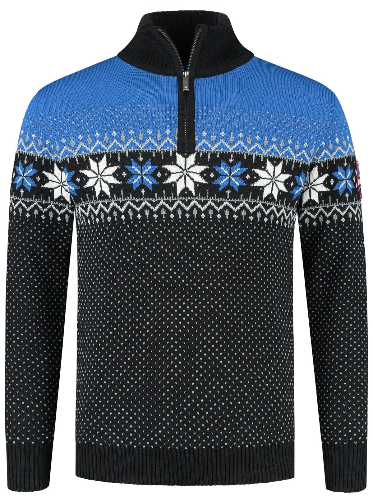 Norwegian Mens Pullover Merino, blue & black