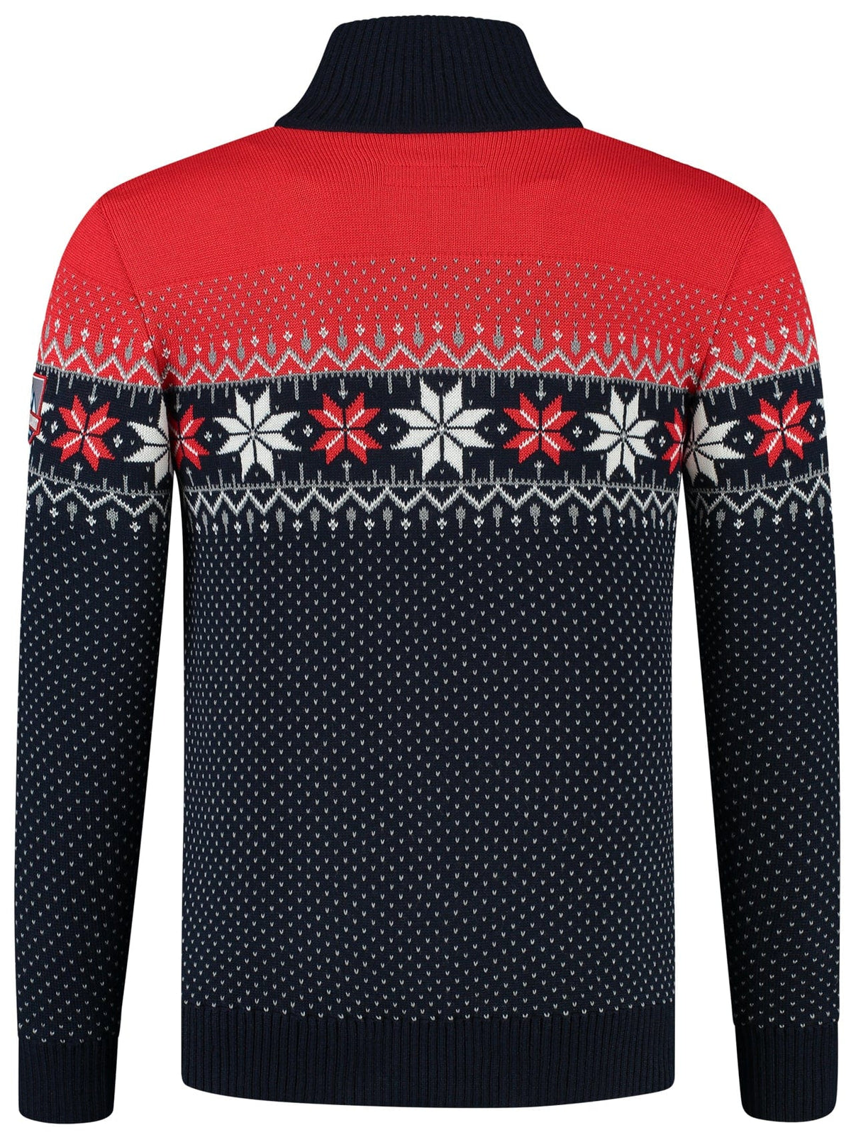 Norwegian Mens Pullover Merino, red & blue