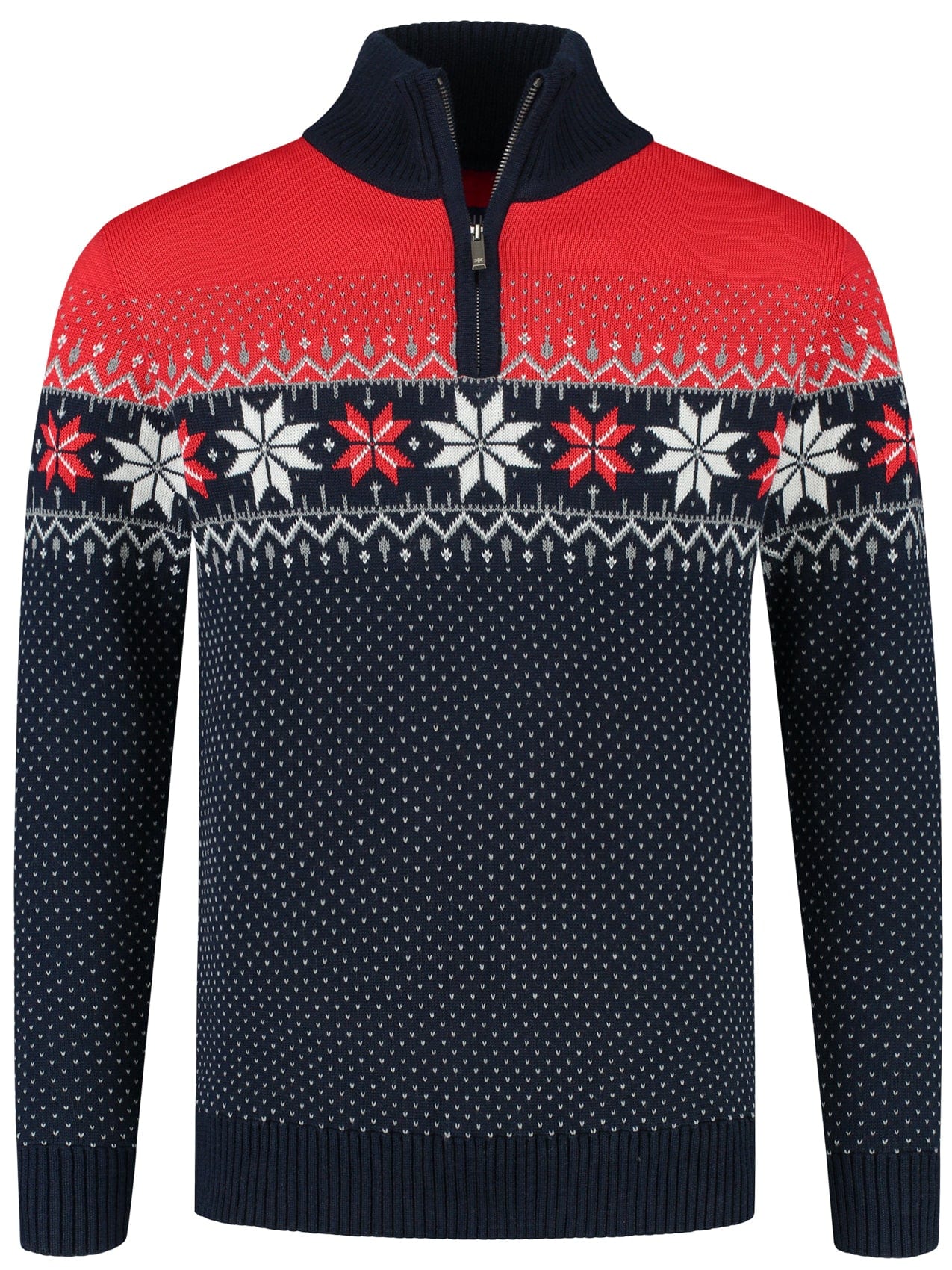 Norwegian Mens Pullover Merino, red & blue